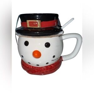 St. Nicholas Square Yuletide Snowman Mug with Lid and Spoon NWT